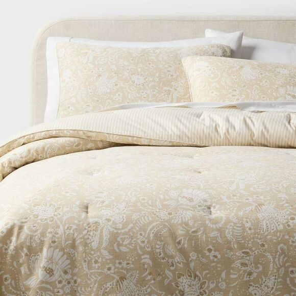 Threshold Other - Threshold - Full/Queen Floral Paisley Casual Textured Cotton R Beige